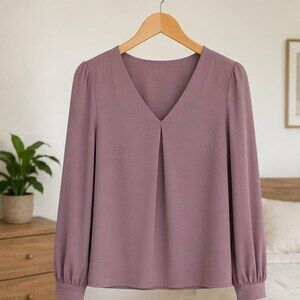 Mauve Crepe V Neck Blouse
